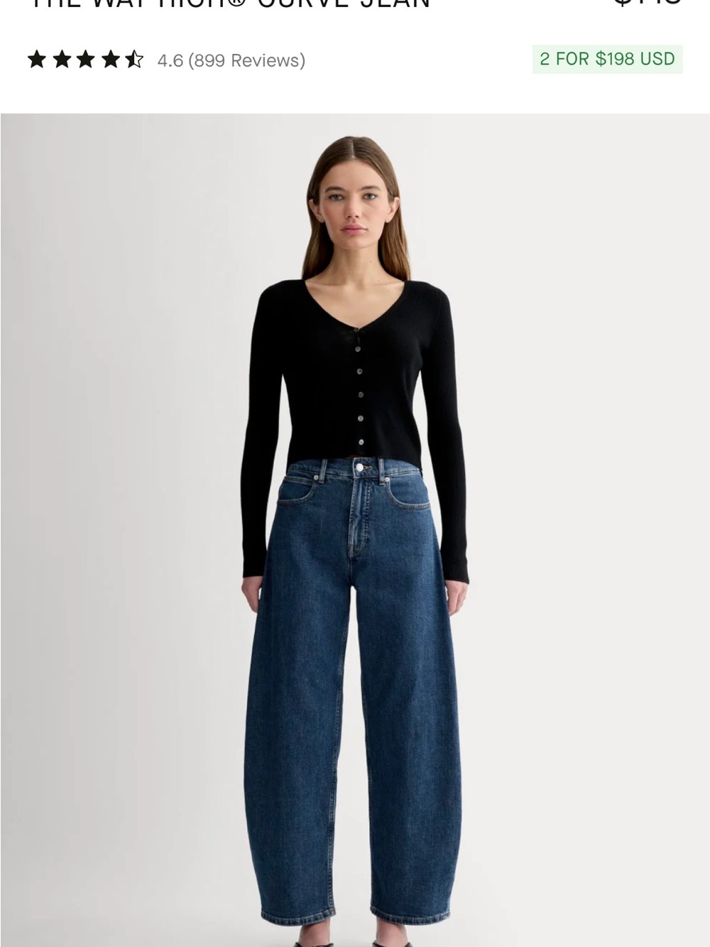 Everlane Women's Wide-Leg High-Rise Jeans in Dark Blue